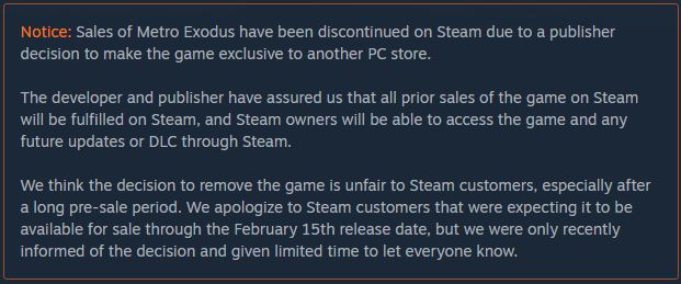 Metro Exodus Tarik Penjualannya dari Steam