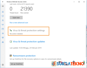 pilih virus & threat protection settings