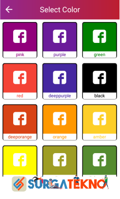 langkah 4 pilih warna kesukaan kalian untuk mengganti warna facebook lite