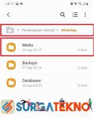 buka folder file media whatsapp di memori internal