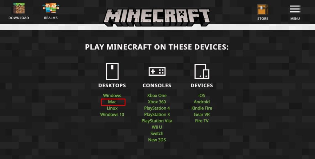 Download Minecraft untuk Mac OS