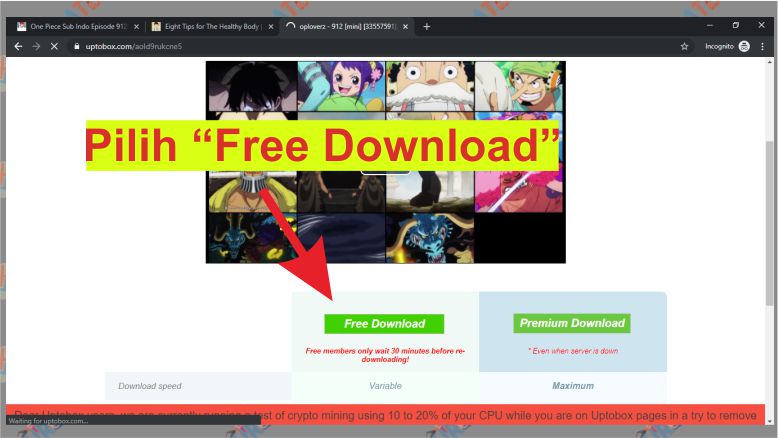 Klik Free Download di Uptobox