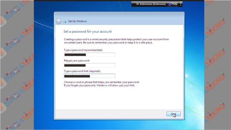 Masukkan Password Windows 7 (Tidak Wajib)