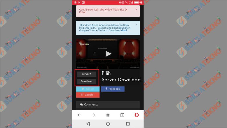 Pilih Server Download di Dramaqu