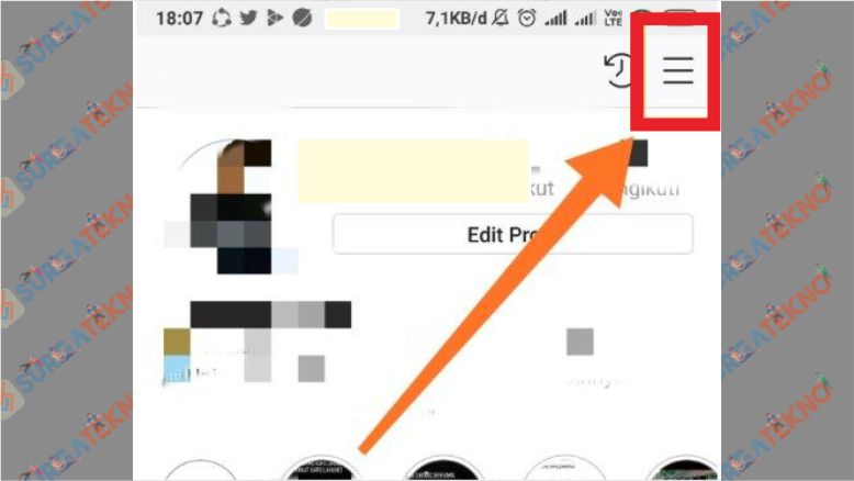 Klik Icon Garis Tiga di Pojok Kanan untuk Menghubungkan IG dengan FB