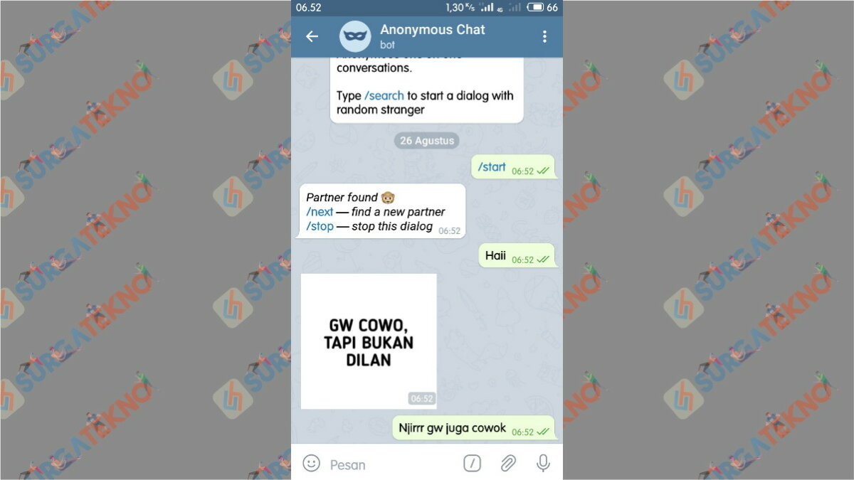 Cara mengirim id telegram di anonymous chat