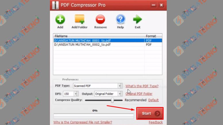 Klik Start untuk Mulai Proses Kompres File PDF 