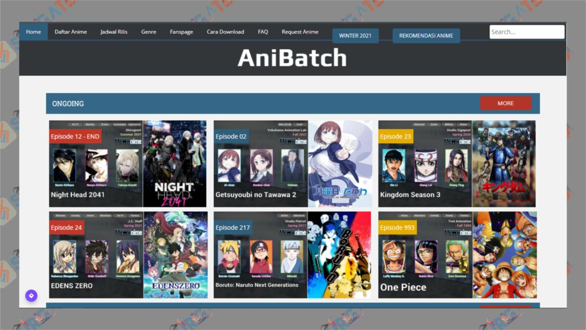 Tampilan AniBatch - Situs Streaming Nonton Anime Online Terbaik