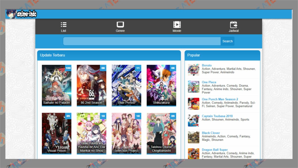 Tampilan Situs Streaming Anime-Indo - Situs Streaming Nonton Anime Online Terbaik