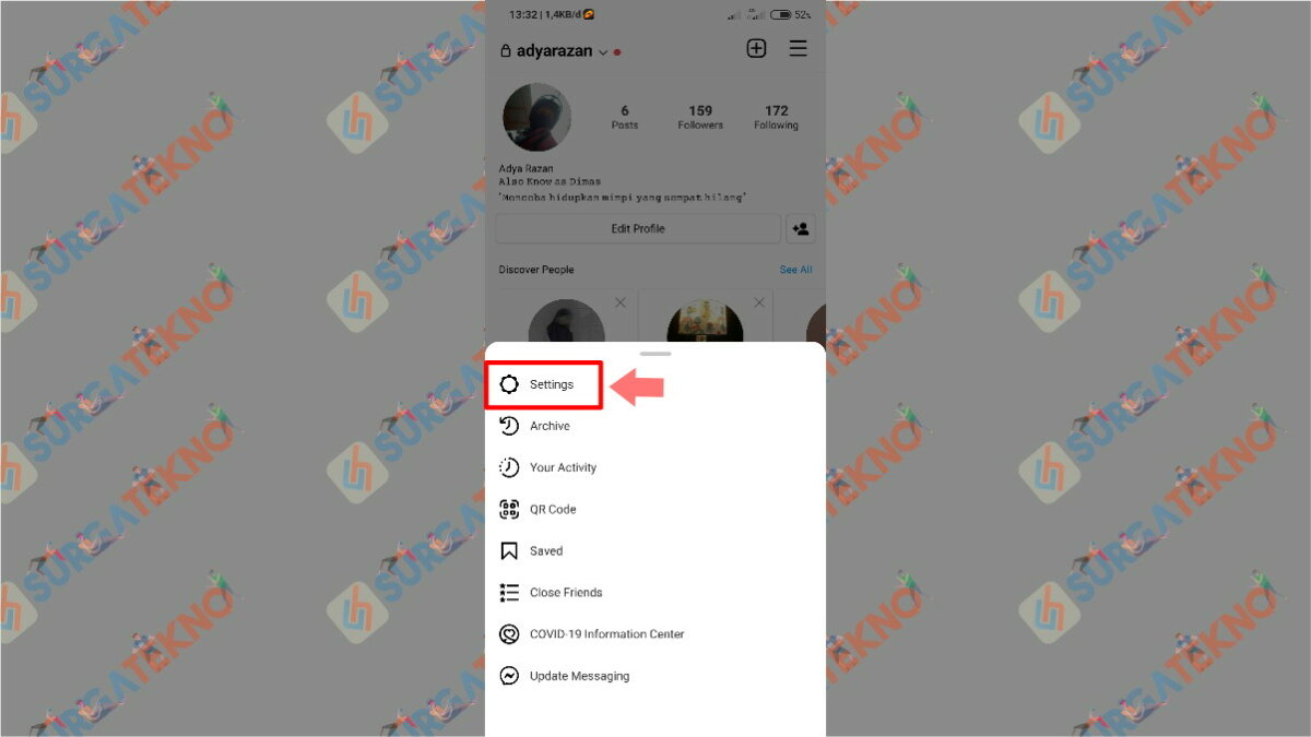 langkah ketiga - cara Merubah Bahasa Indonesia di Instagram