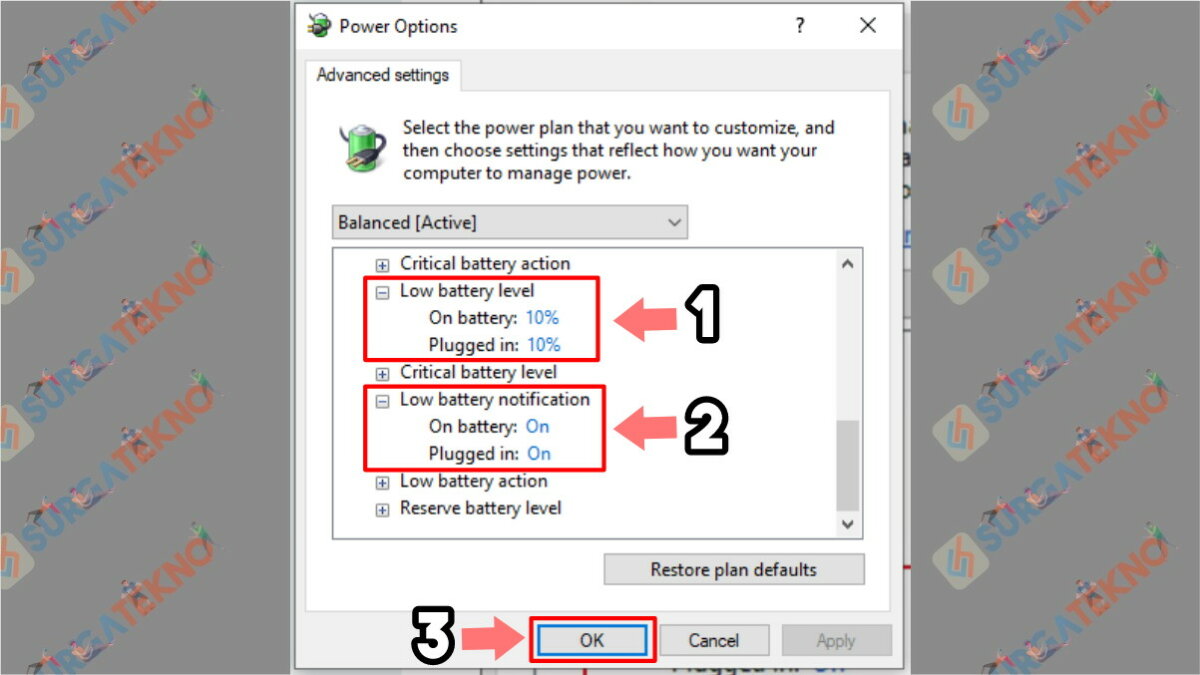 Cara Menampilkan Low Battery Notification di Laptop Windows 10