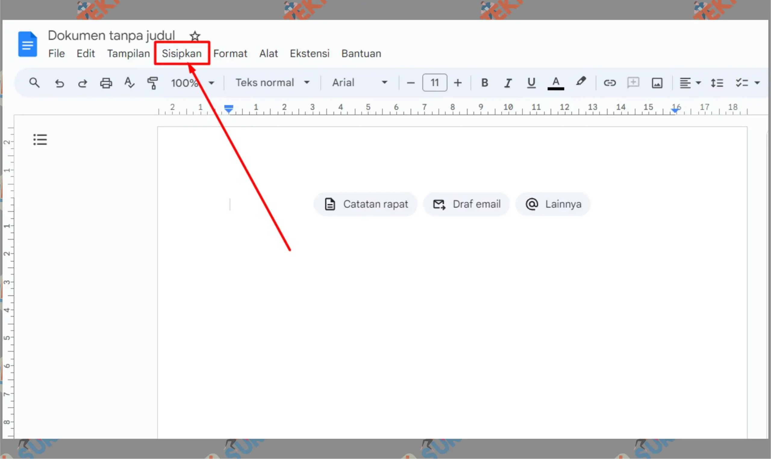 2 Ketuk sisipkan - Cara Memasukkan Simbol di Google Docs dengan Menggambarnya