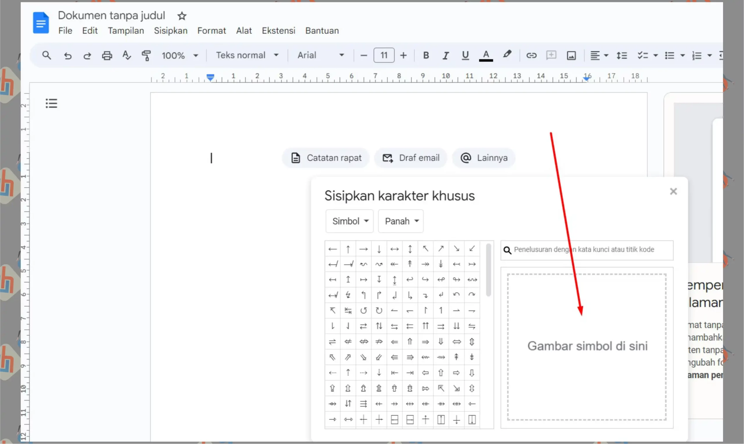 4 Gambar di Kotak - Cara Memasukkan Simbol di Google Docs dengan Menggambarnya