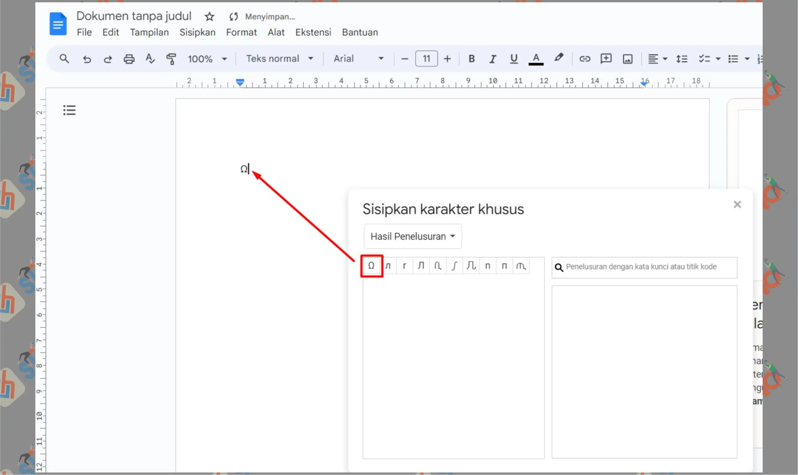 6 Ketuk Simbolnya - Cara Memasukkan Simbol di Google Docs dengan Menggambarnya