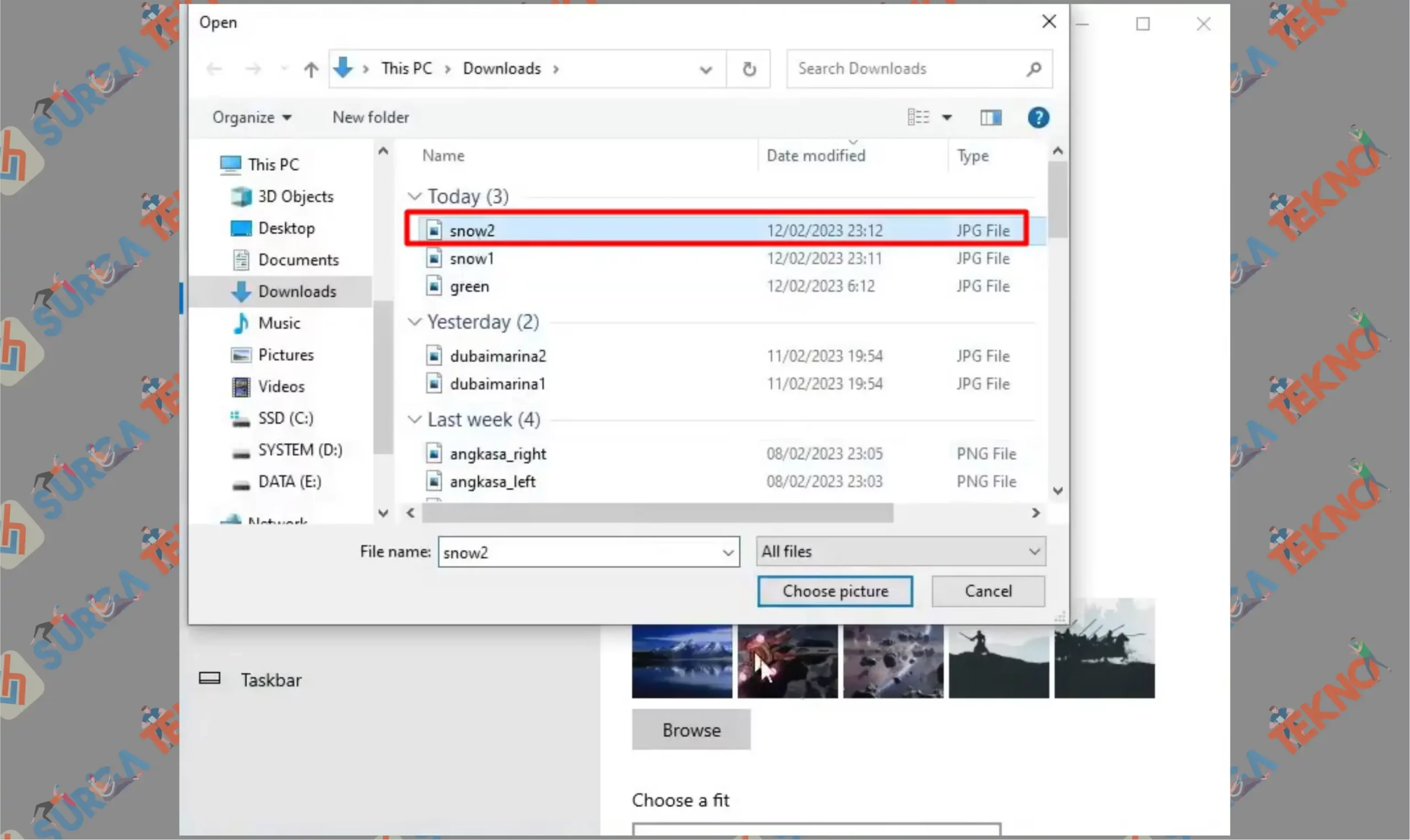8 Pilih File dalam Folder - Cara Agar Wallpaper Terlihat Menyatu Pada 2 Monitor